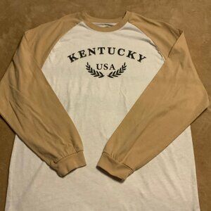 Home Free Ketucky USA Size Large Long Sleeve Tan C02‎